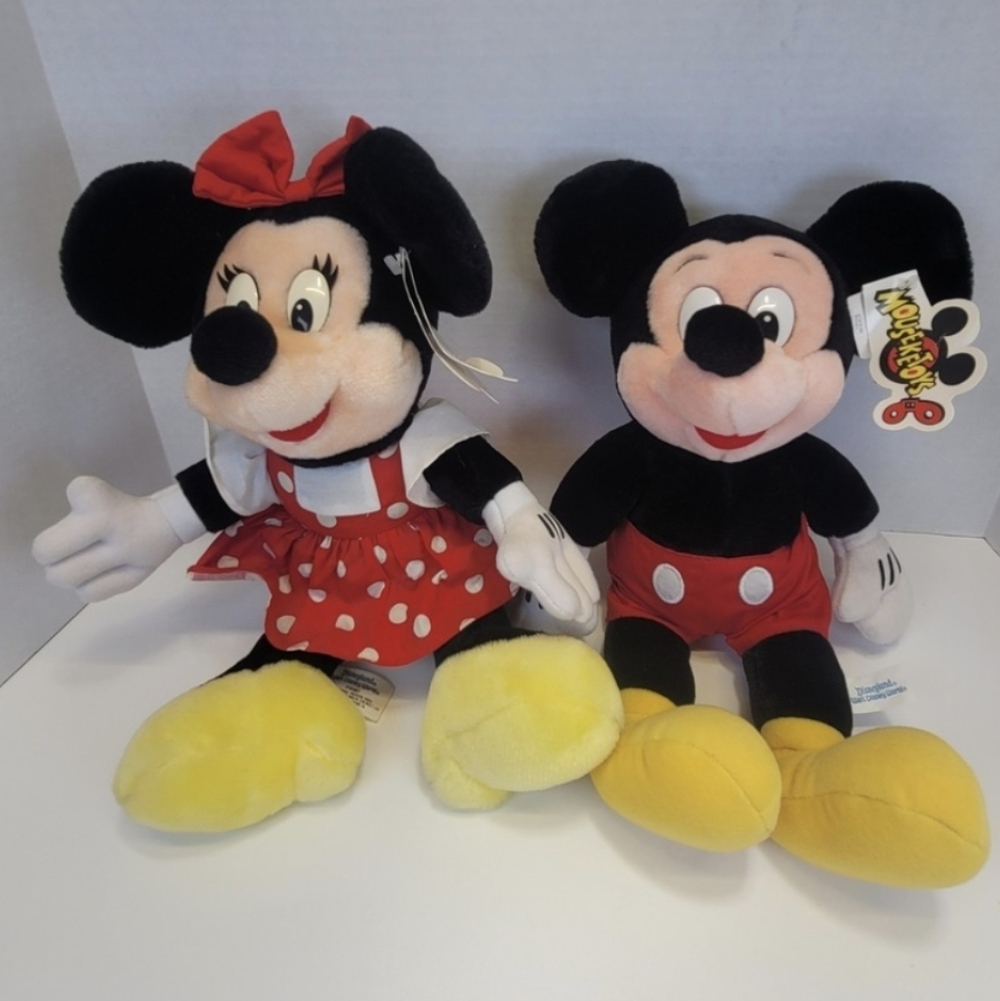Vintage Mouseketoys Mickey & Minnie Mouse Plush 15" Stuffed Animal Disneyland
